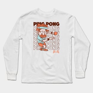 Funny Ping Pong Player // Retro Ping Pong Long Sleeve T-Shirt